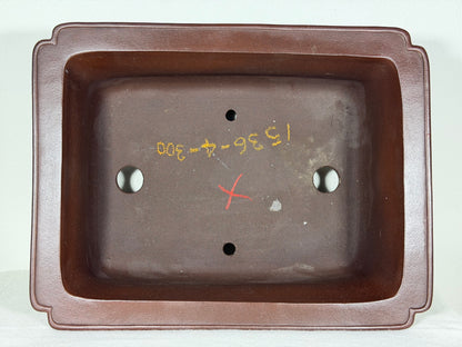 Preowned Japanese Tokoname Unglazed Rectangular Bonsai Pot Yamaaki - 12.5” By 9.75”