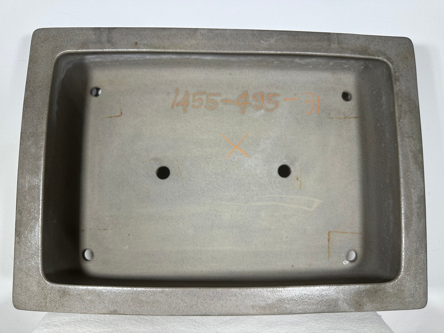 Preowned Japanese Tokoname Unglazed Rectangular Bonsai Pot Seizan - 19.75” By 14”