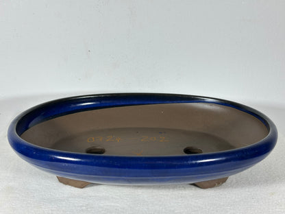 Preowned Japanese Tokoname Glazed Oval Shallow Bonsai Pot - 13.25” By 9”
