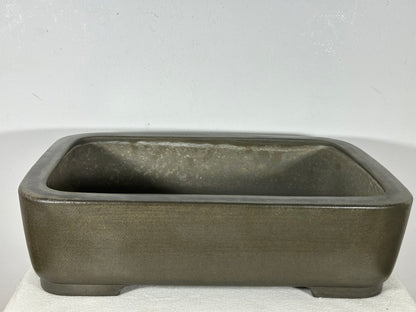 Preowned Japanese Tokoname Unglazed Rectangular Bonsai Pot Seizan - 16.25” By 11.75”