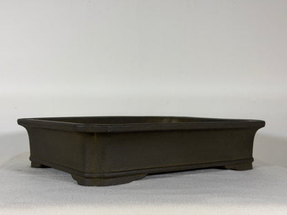 Preowned Japanese Tokoname Unglazed Rectangular Bonsai Pot Housei - 12.25” x 9.25” x 2 7/8”