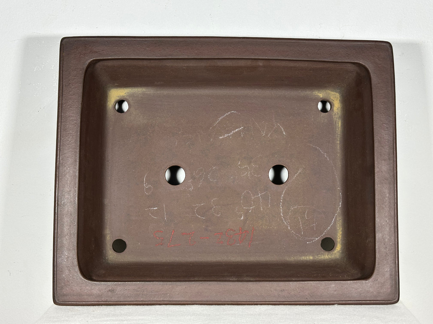 Preowned Japanese Tokoname Unglazed Rectangular Bonsai Pot Yamaaki - 16” By 12.75”