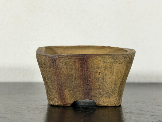 Preowned Japanese Tokoname Unglazed Square Bonsai Pot With Stamp - 2” By 1 1/8”