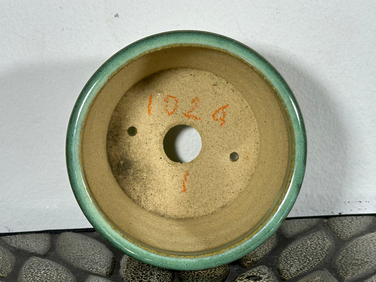 New Japanese Tokoname Round Glazed Bonsai Pot Katu - 4 1/8” By 2.75”