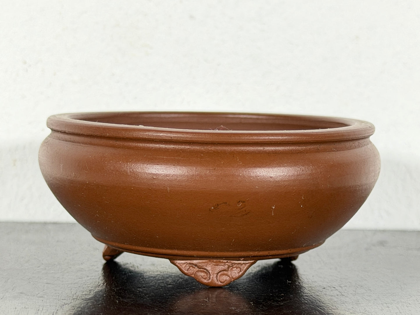 New Japanese Tokoname Unglazed Bag Style Bonsai Pot Bigei - 3 1/8” By 1 3/8”