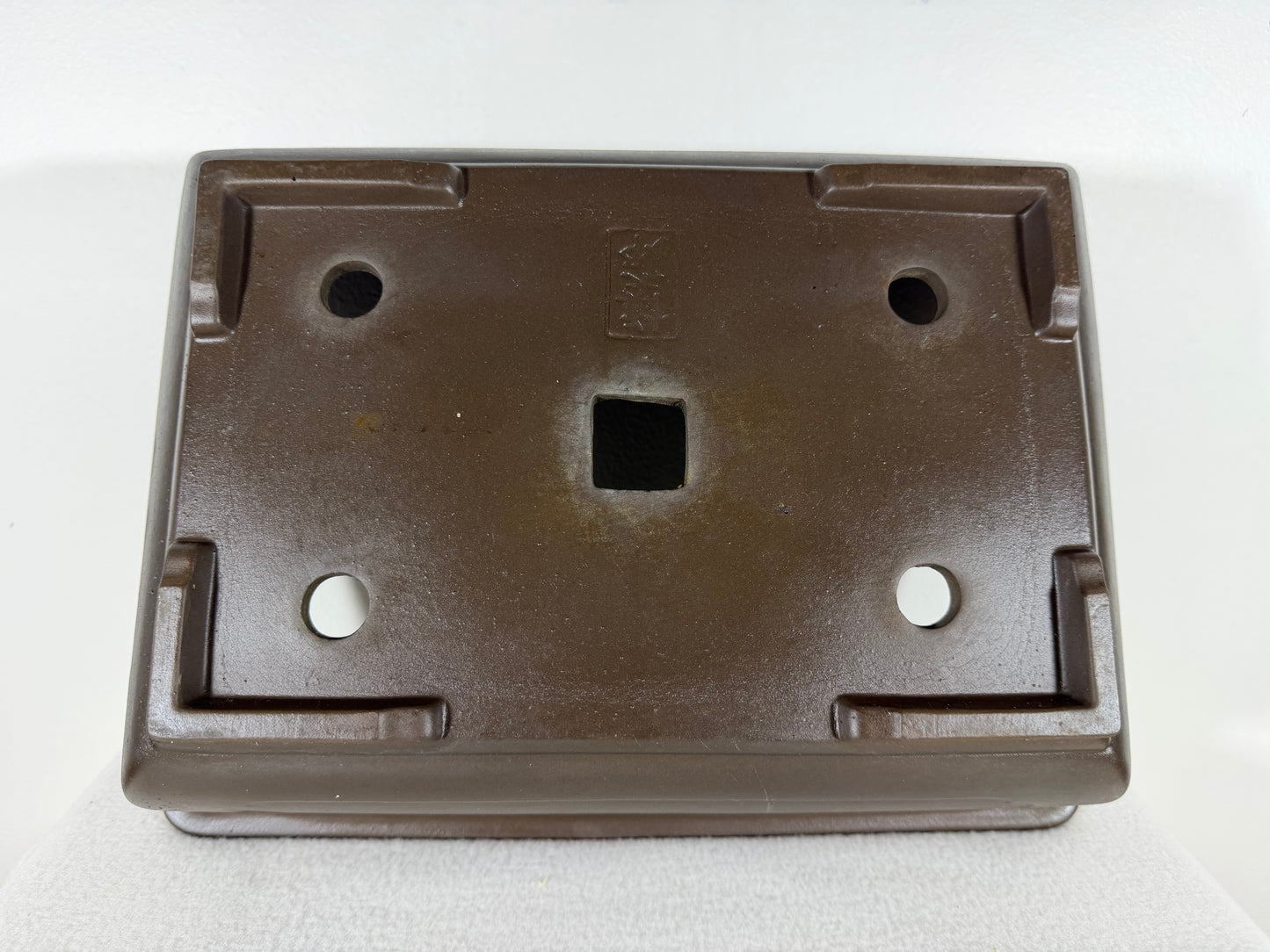 Preowned Japanese Tokoname Unglazed Rectangular Bonsai Pot with Stamp - 13.75” By 10.25”
