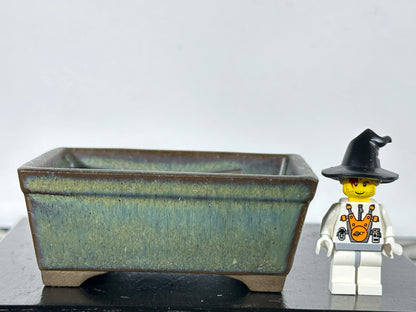 Preowned Japanese Tokoname Rectangular Bonsai Pot - 3.5” By 2 7/8”