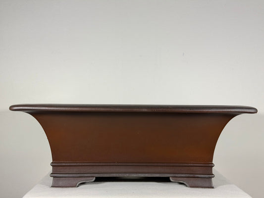 Preowned Japanese Tokoname Unglazed Rectangular High Quality Bonsai Pot Senkouen - 18.5” By 13.5”