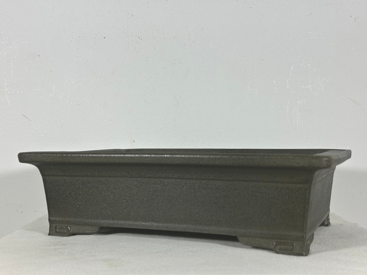 Preowned Japanese Tokoname Unglazed Rectangular Bonsai Pot with Stamp - 13.25” By 9.5”