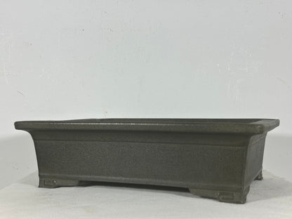 Preowned Japanese Tokoname Unglazed Rectangular Bonsai Pot with Stamp - 13.25” By 9.5”