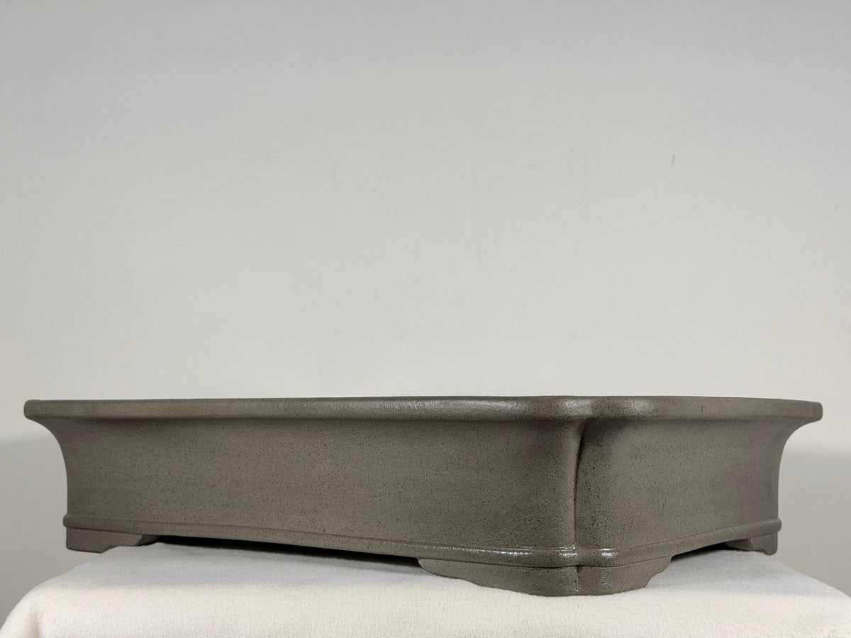 Preowned Japanese Tokoname Unglazed Rectangular Bonsai Pot Keizan - 19” x 14.25” x 4”
