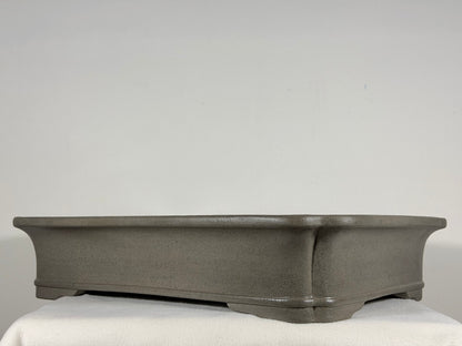 Preowned Japanese Tokoname Unglazed Rectangular Bonsai Pot Keizan - 19” x 14.25” x 4”