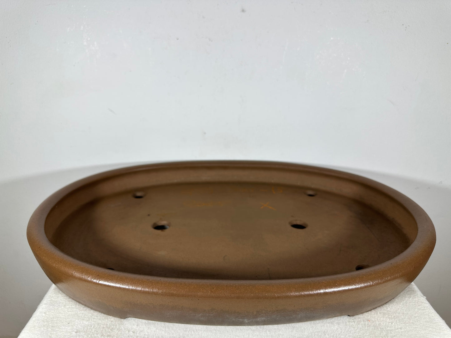 Preowned Japanese Tokoname Unglazed Oval Shallow Bonsai Pot Seizan - 20.5” By 14.5”