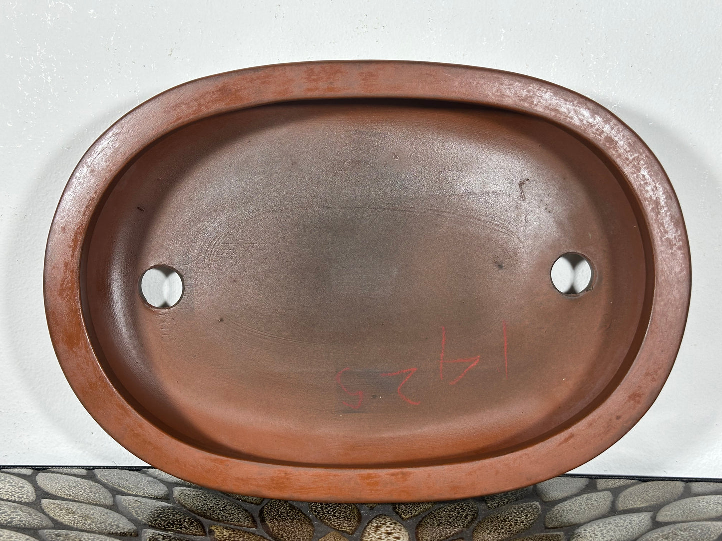 Preowned Japanese Tokoname Unglazed Bag Style Bonsai Pot Yamaaki - 11.75” By 8”