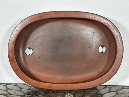 Preowned Japanese Tokoname Unglazed Bag Style Bonsai Pot Yamaaki - 11.75” By 8”