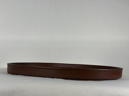 Preowned Japanese Tokoname Unglazed Shallow Oval Bonsai Pot Has Stamp - 13.25” By 9.5”