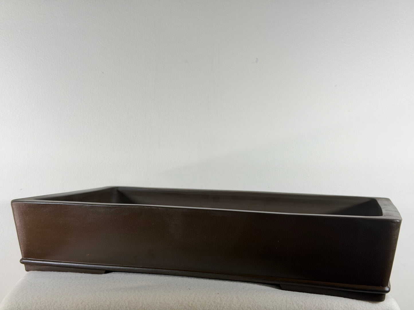 Preowned Japanese Tokoname Unglazed Rectangular Bonsai Pot Seizan - 18.5” By 12”