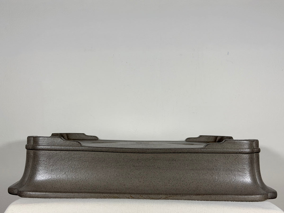 Preowned Japanese Tokoname Unglazed Rectangular Bonsai Pot Keizan - 19” x 14.25” x 4”