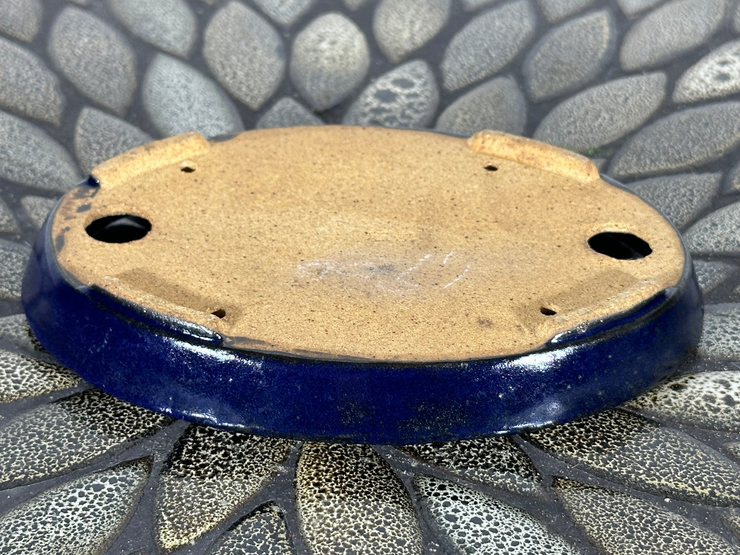 New Japanese Tokoname Glazed Oval Shallow Bonsai Pot Harutori - 6.25” By 4 3/8”