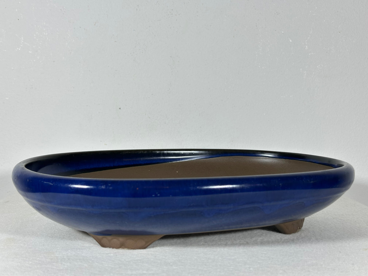 Preowned Japanese Tokoname Glazed Oval Shallow Bonsai Pot - 13.25” By 9”