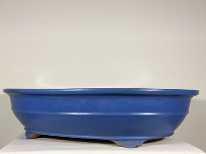 Preowned Japanese Tokoname Glazed Oval Bonsai Pot Reiho - 20.25” By 16”