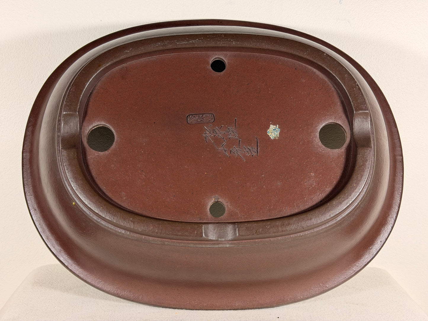 Preowned Japanese Tokoname Oval Bonsai Pot Yamaaki - 16” By 13.75”