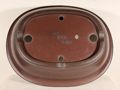 Preowned Japanese Tokoname Oval Bonsai Pot Yamaaki - 16” By 13.75”